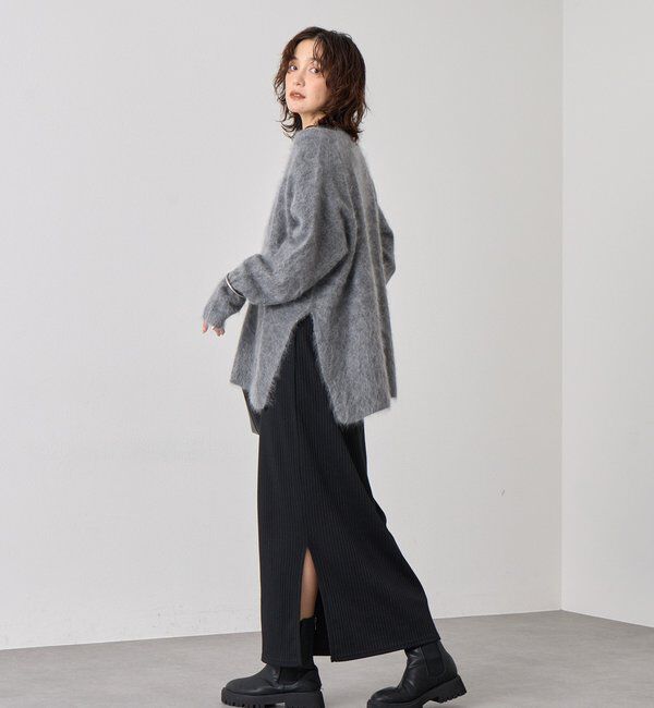  「【ヘアリーな質感】起毛ウールサイドスリットニット」|ニット・セーター|