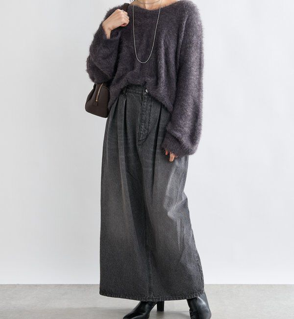  「【MONN.:.(モン)】タックコクーンマキシスカート」|スカート|