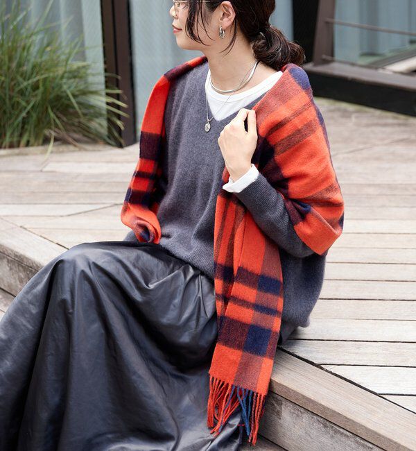  「【秋冬の差し色に】ウールカラーチェックストール」|ストール|