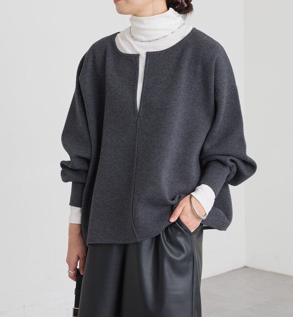  「【抜け感◎】キーネッククッションニット」|ニット・セーター|