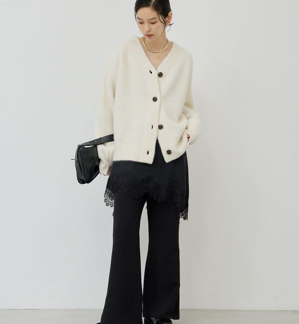  「ファーVネックカーディガン」|ニット・セーター|