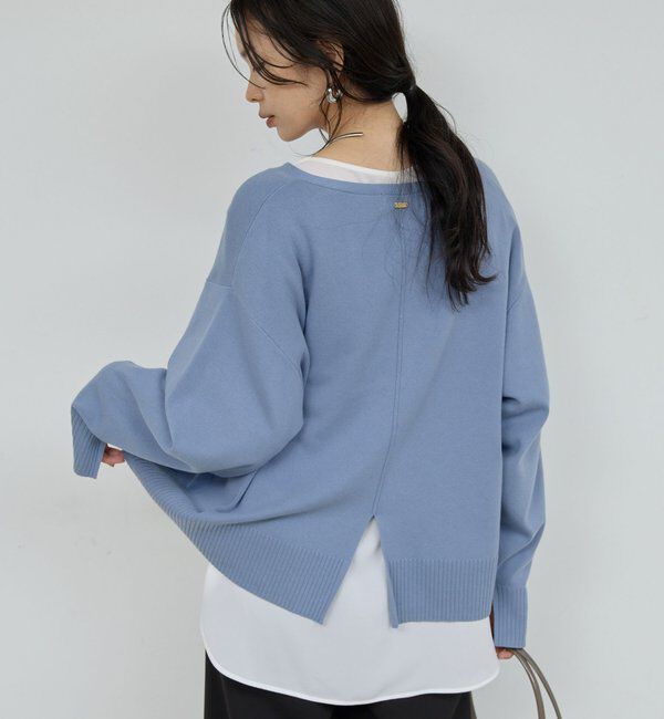  「【CHIKAコラボ】【着やせ&times;時短おしゃれ】タイ付き総針Vネックニット」|ニット・セーター|