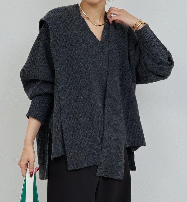  「【脱マンネリニット】【MANAKAコラボ】フードセットニット」|ニット・セーター|チャコールグレー