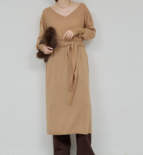  「【25th記念アイテム】ベルト付きロングニットワンピース」|ワンピース|