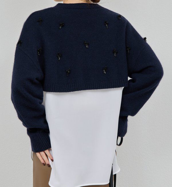  「【25th記念アイテム】ビジューショートVニット」|ニット・セーター|
