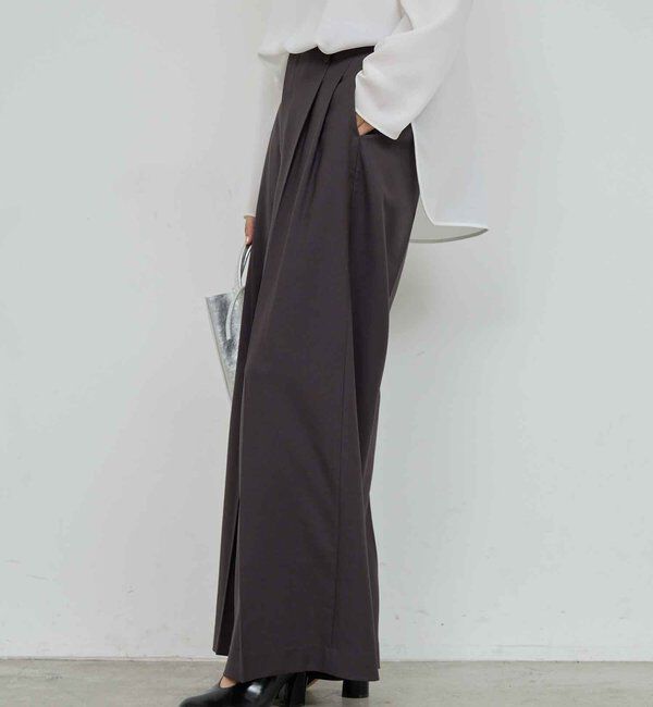  「ベルトレスタックワイドパンツ」|チノ|