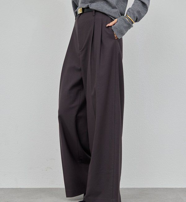  「ベルトレスタックワイドパンツ」|チノ|