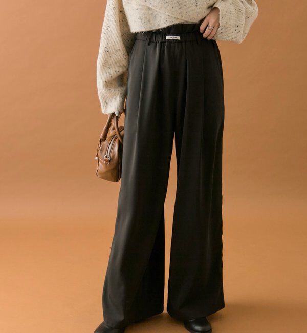  「【オールシーズン対応/WEB限定アイボリー】フリルイージーパンツ」|チノ|ブラック