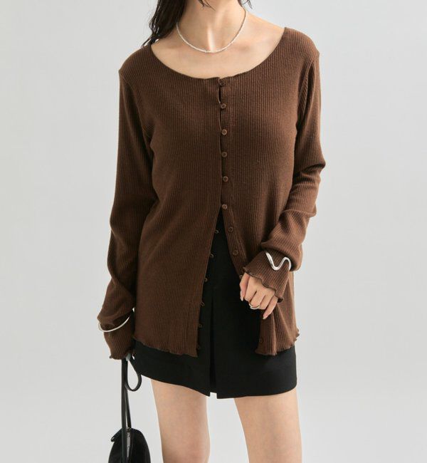  「起毛リブボタンカーディガン」|Tシャツ・カットソー|