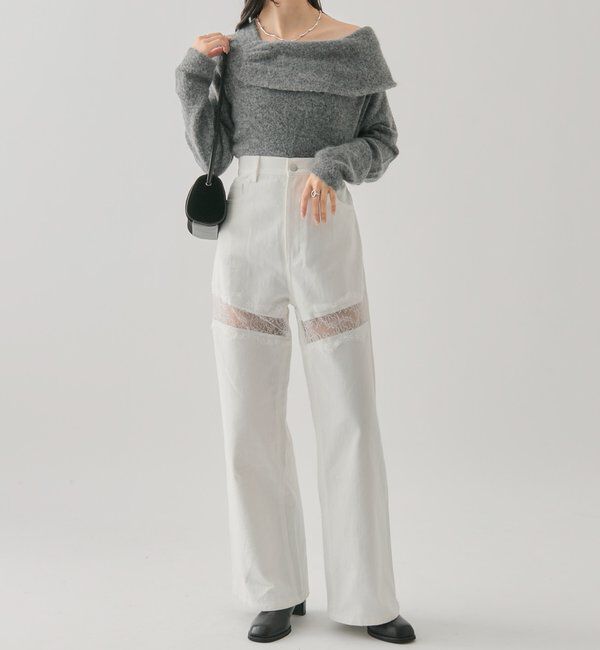  「レース切替デニム」|デニム|