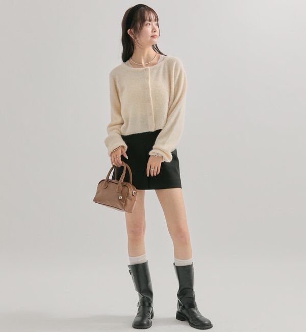  「スクエアネックニットカーディガン」|カーディガン|