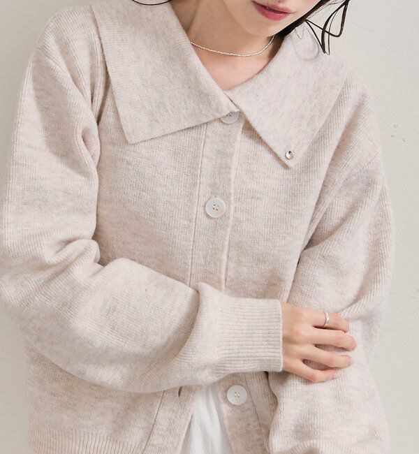  「襟付きプレートニットカーディガン」|カーディガン|