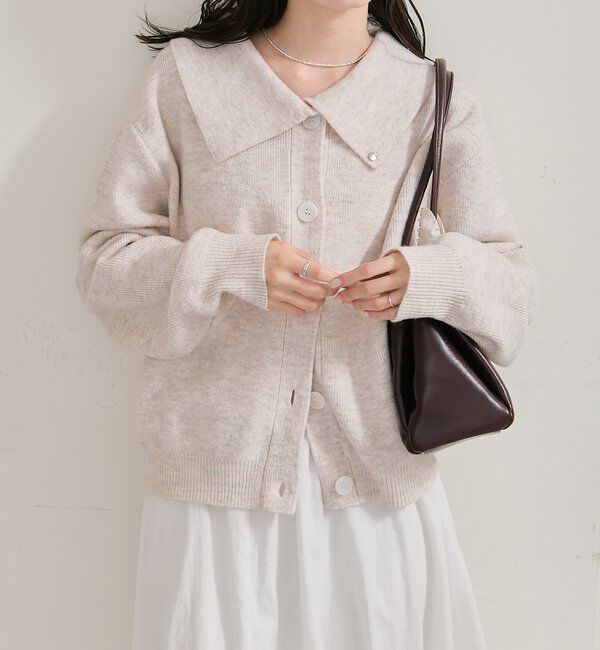  「襟付きプレートニットカーディガン」|カーディガン|