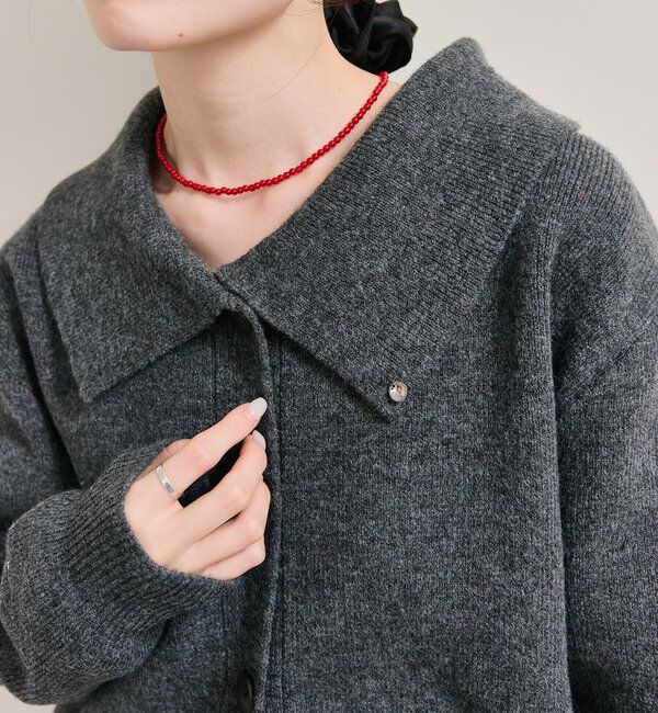  「襟付きプレートニットカーディガン」|カーディガン|
