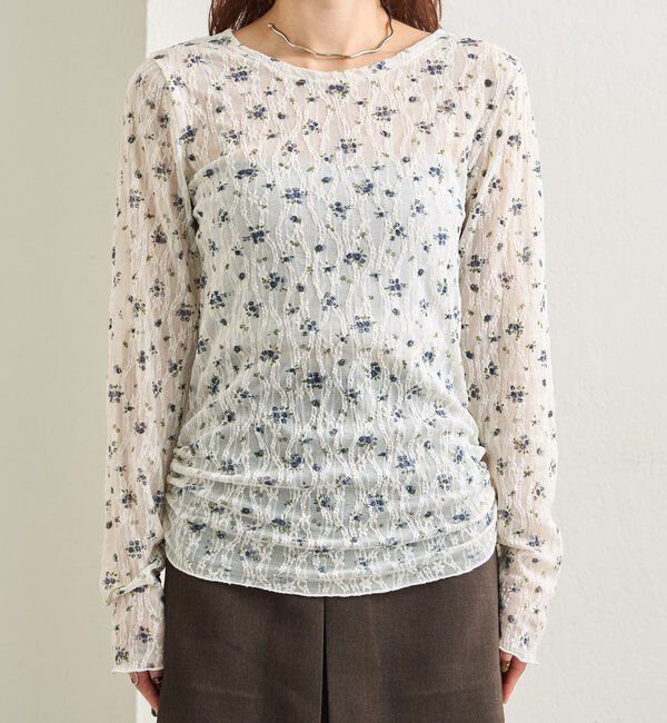  「レース花柄シアーロンT」|Tシャツ・カットソー|