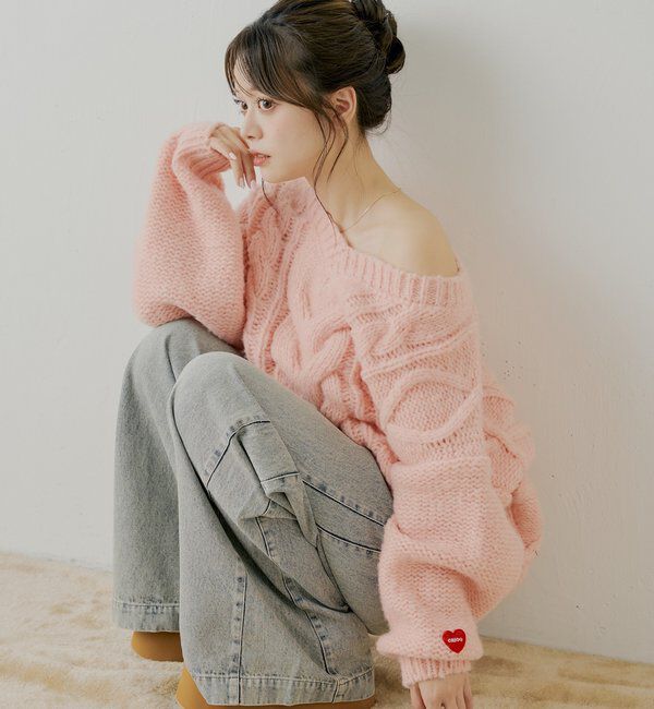  「ケーブルVルーズニットワンピース」|ワンピース|