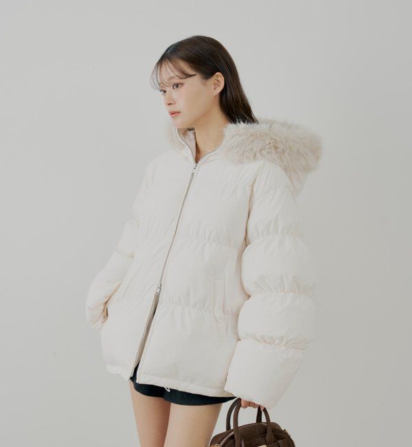  「【4色展開】ファー取り外しミドルルーズ中綿ブルゾン」|その他|