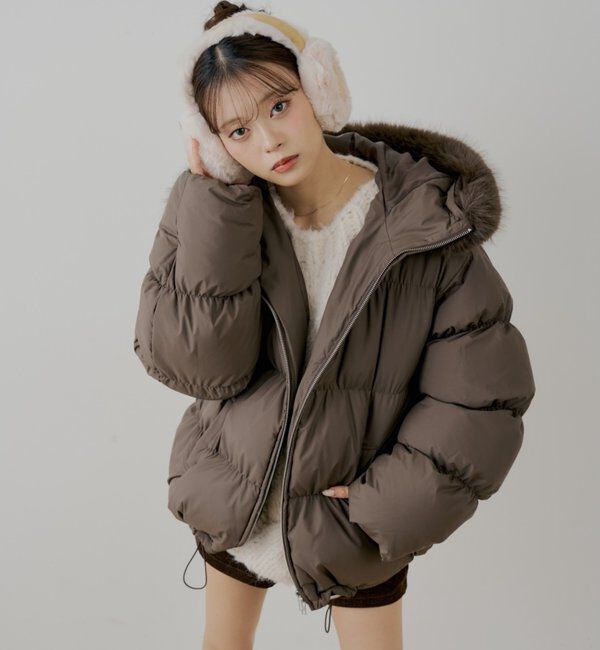  「【4色展開】ファー取り外しミドルルーズ中綿ブルゾン」|その他|