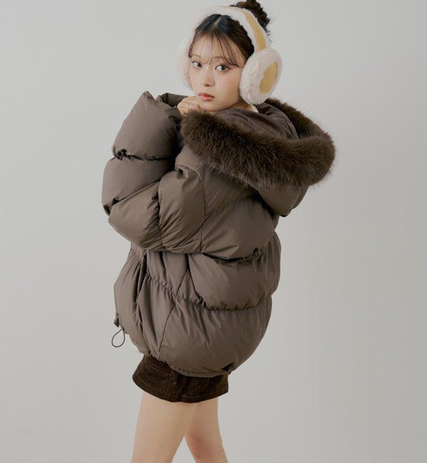  「【4色展開】ファー取り外しミドルルーズ中綿ブルゾン」|その他|