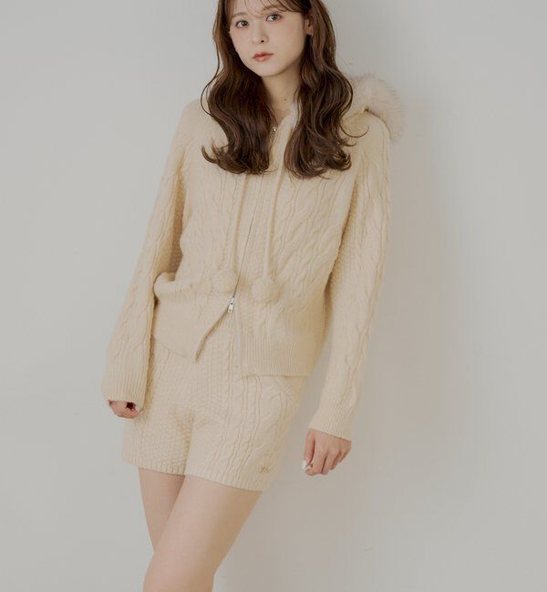  「【セットアップ対応】ケーブルショートニットパンツ」|チノ|