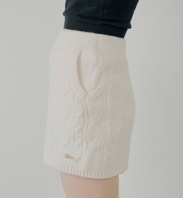  「【セットアップ対応】ケーブルショートニットパンツ」|チノ|