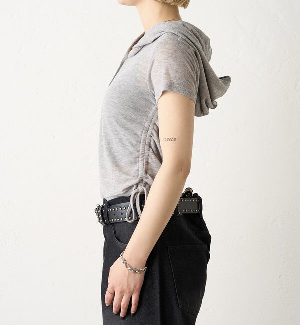  「【新色レース】シアー/レース  ヘンリー半袖パーカー」|Tシャツ・カットソー|