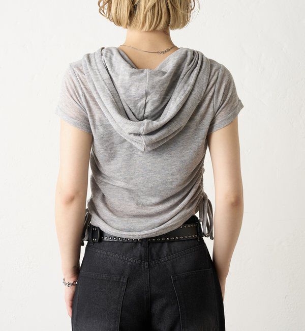  「【新色レース】シアー/レース  ヘンリー半袖パーカー」|Tシャツ・カットソー|