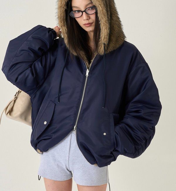  「【お気に入りNO.1】2WAY REVERSIBLE FUR BLOUSON 」|ブルゾン・スタジャン|ネイビー