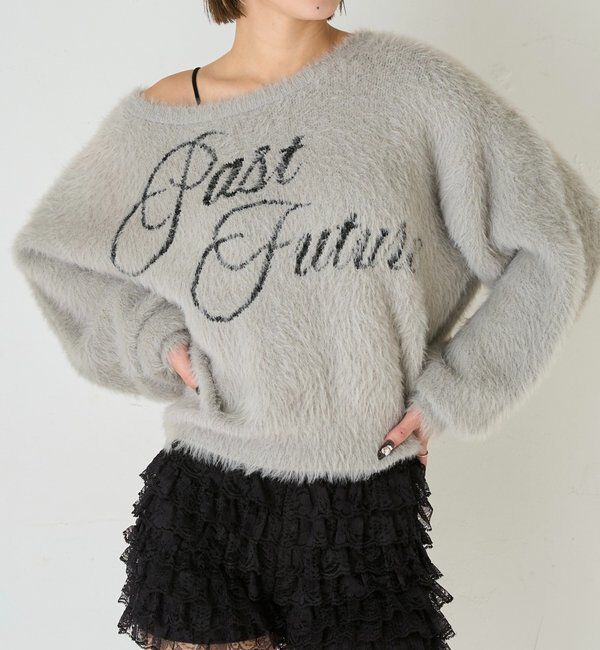  「SHAGGY LOGO OFF-SHOULDER KNIT」|ニット・セーター|