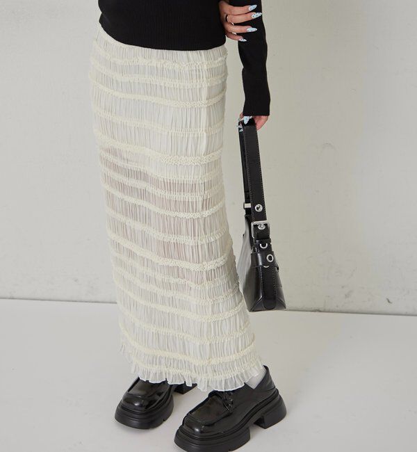  「スタンドフリルナロースカート」|スカート|アイボリー