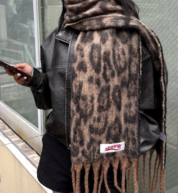  「SLOPPY LEOPARD MUFFLER/ヒョウ柄マフラー」|マフラー|ブラウン