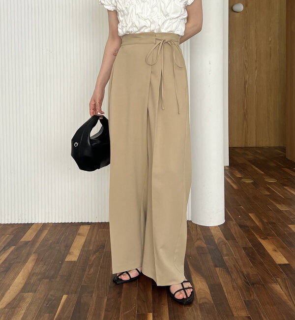  「【待望の追加決定！/新色ブラウン】ラップリボンパンツ」|チノ|