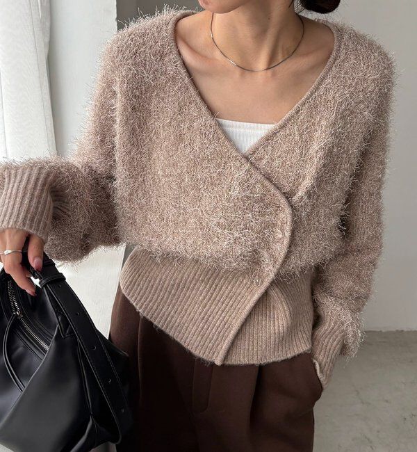  「フェザーラップカーディガン」|カーディガン|ベージュ