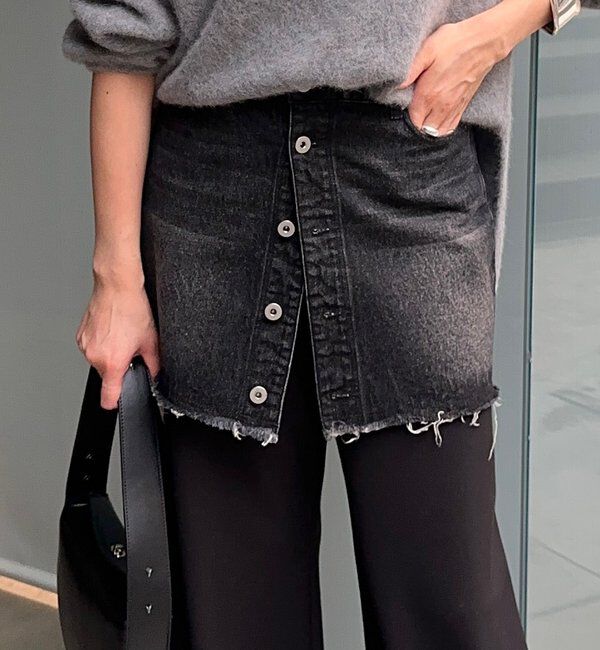  「レイヤードデニムスカート」|スカート|ブラック