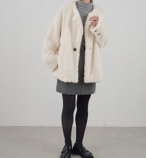  「ノーカラーボアコート」|その他|