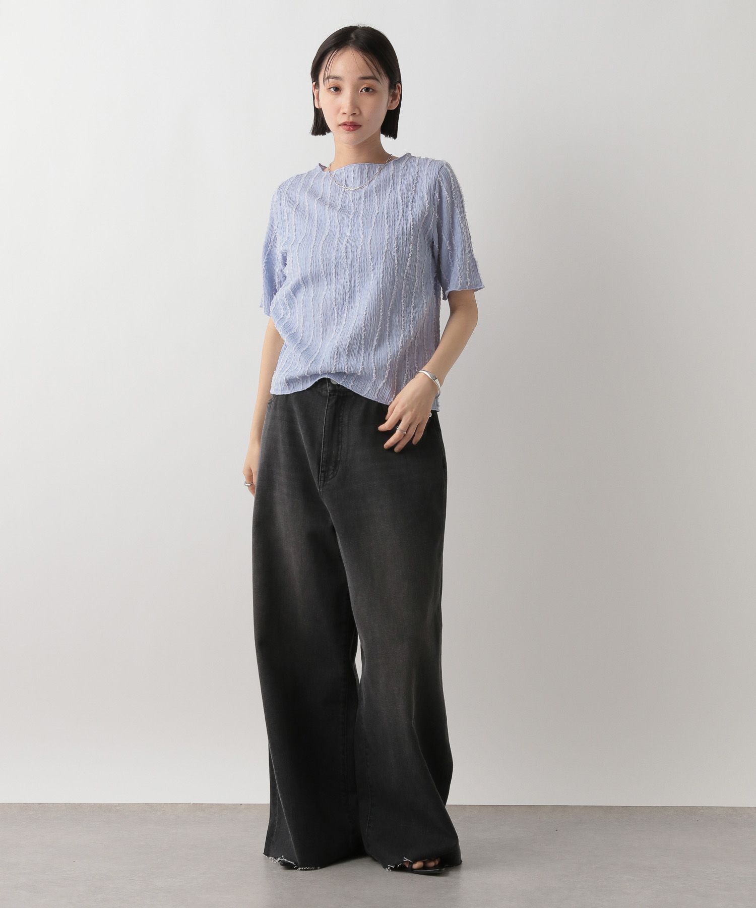 LOWRYS FARM「ジャガードフリンジ５Ｓ」|Tシャツ・カットソー|