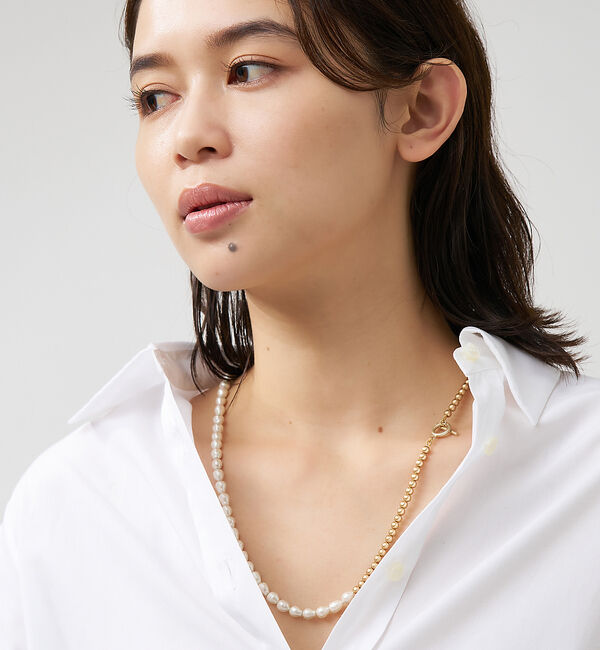 collex「【Ljud/ユード】ガラスバロックパール&times;ボールチェーンネックレス」|ネックレス|