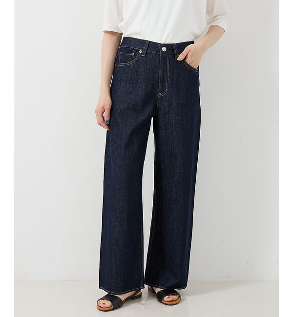 collex「定番人気！美シルエット　セミワイドデニム2」|デニム|ネイビー