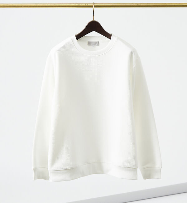 ABAHOUSE「ドットツイル ダンボール クルーネック プルオーバー」|スウェット・ジャージ|ホワイト