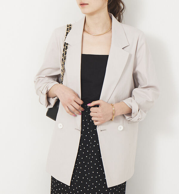 Rouge vif「麻混ダブルジャケット」|テーラードジャケット|アイボリー