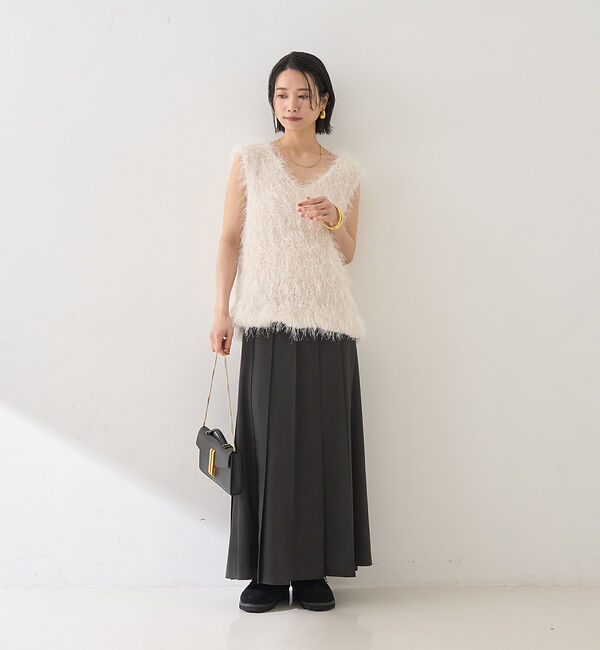 Rouge vif「コンビフェザーニットベスト」|ニット・セーター|