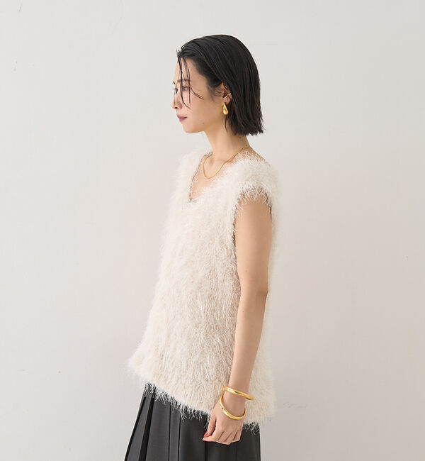 Rouge vif「コンビフェザーニットベスト」|ニット・セーター|