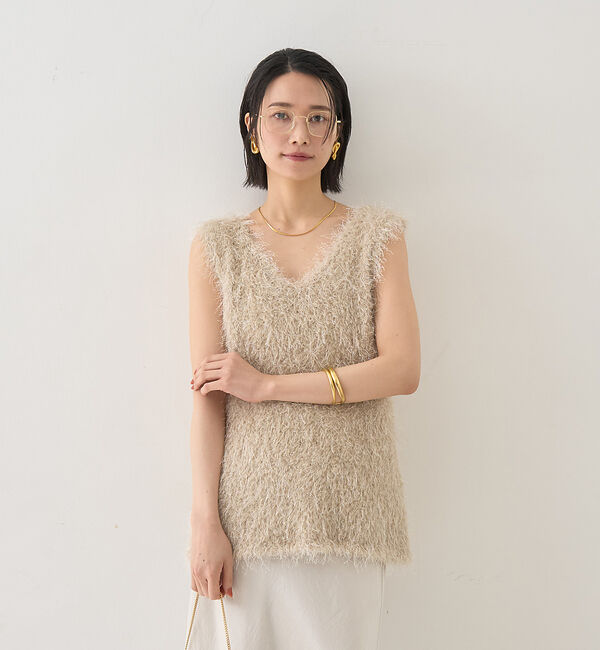 Rouge vif「コンビフェザーニットベスト」|ニット・セーター|