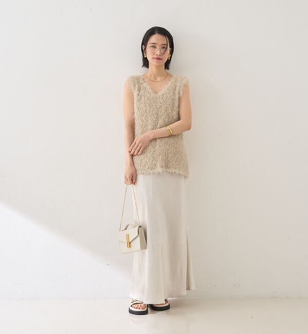 Rouge vif「コンビフェザーニットベスト」|ニット・セーター|