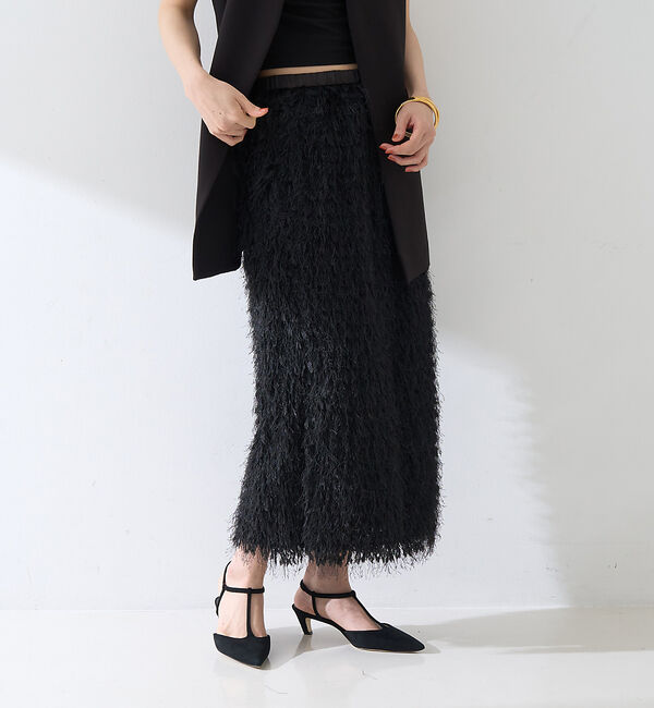 Rouge vif「フリンジフェザーサイドスリットスカート」|スカート|