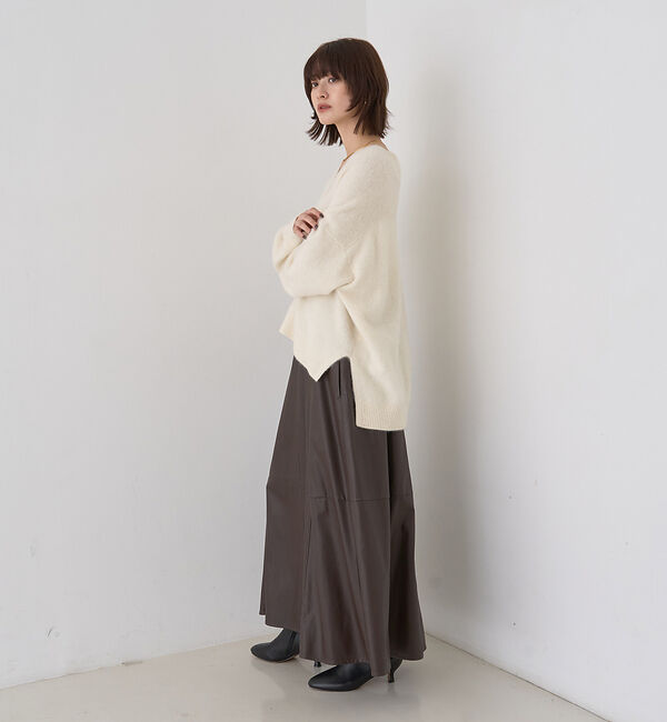 Rouge vif「フェイクレザーフレアスカート」|スカート|