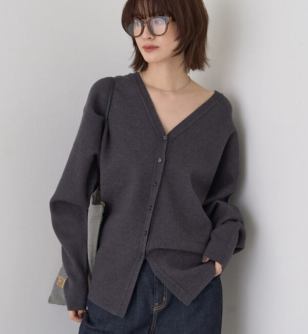 Rouge vif「変形オーバールーズニットカーディガン」|カーディガン|チャコールグレー
