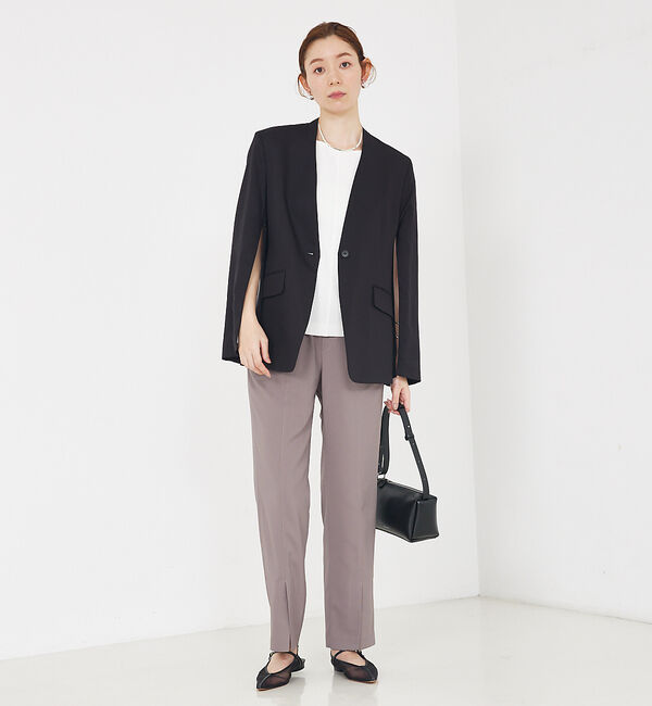 qualite「【Oggi・CLASSY掲載】袖コンシールあきJK」|ノーカラージャケット|