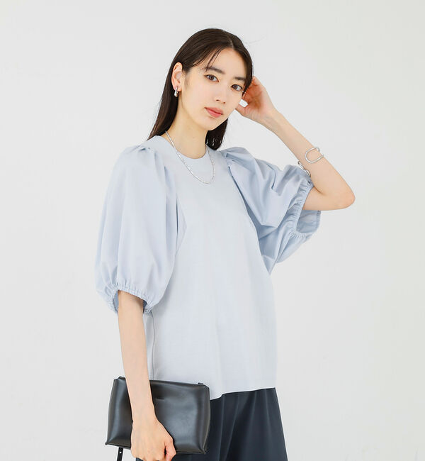 qualite「タフタスリーブプルオーバー」|Tシャツ・カットソー|サックスブルー