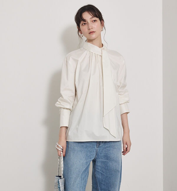 qualite「【Can Cam掲載】タフタボウタイブラウス/ボウタイ取り外し可能」|シャツ・ブラウス|